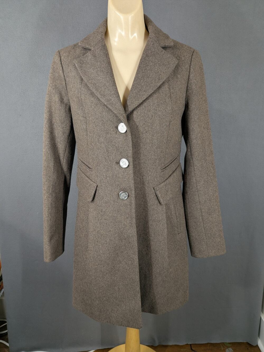 Laundry by Shelli Segal Wool Blend Pea Coat Size 4 Gray Single Breast